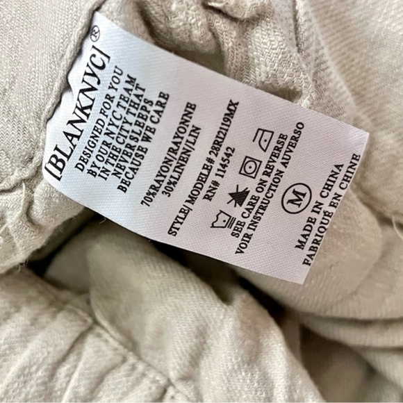 NWT BlankNYC Cream Tan Rayon Linen Paperbag Waist Wide Leg Pants. - Picture 10 of 10
